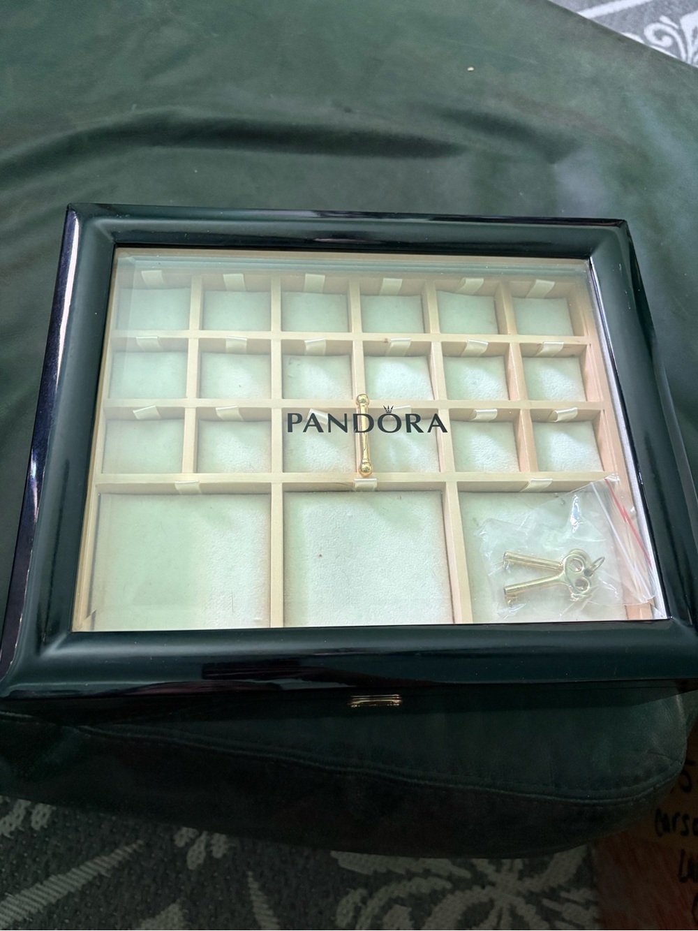 Pandora Black Jewelry Display Box with Cream Interior Grid
